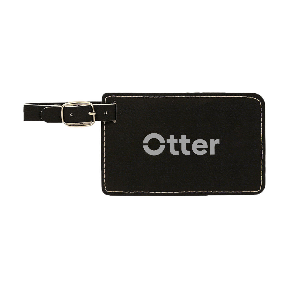 Black/Silver Leatherette Luggage Tag